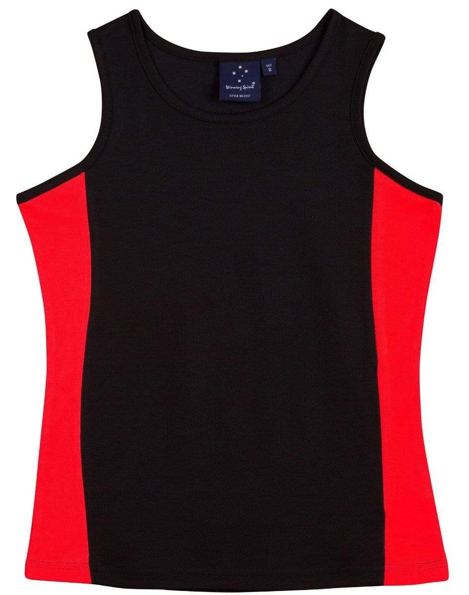 Winning Spirit Casual Wear Black/Red / 16 WINNING SPIRIT TEAMMATE SINGLET Ladies TS17
